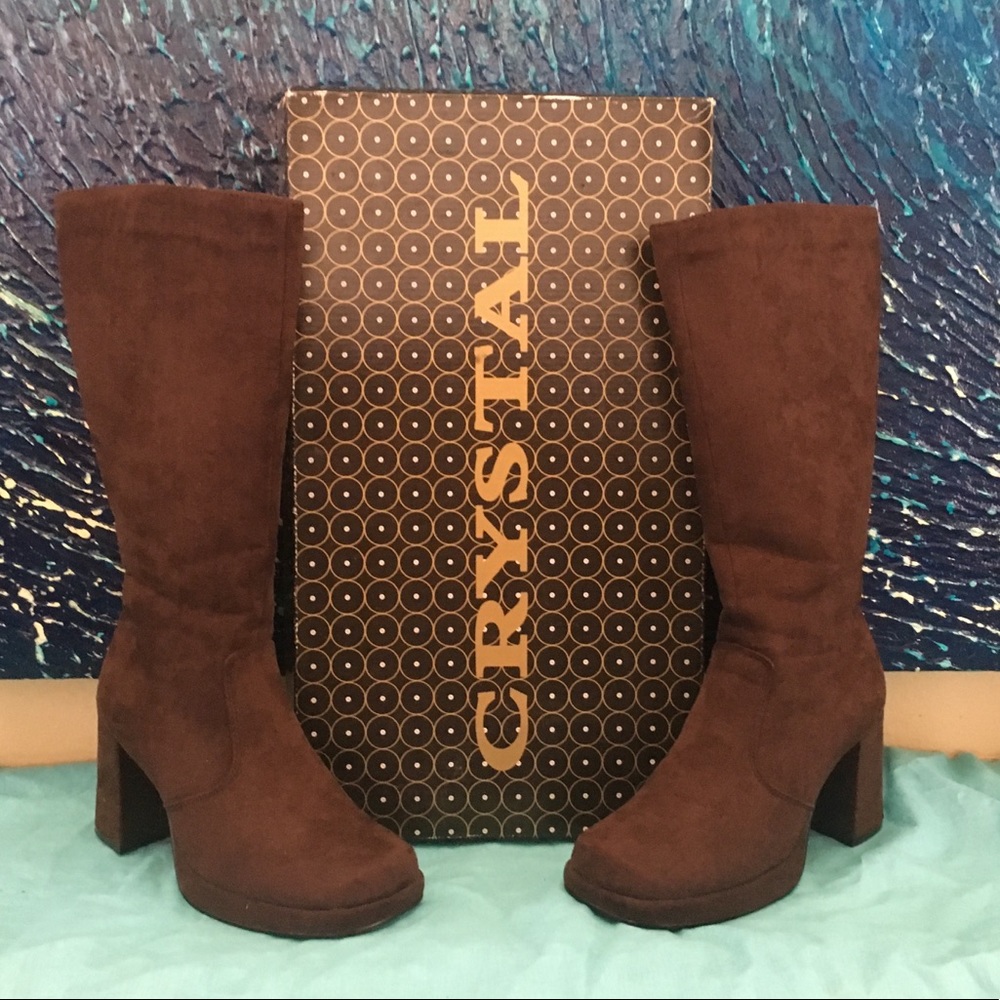 Brown Suede Knee High Boots